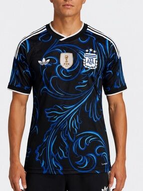 Adidas Argentina 2026 Away soccer Jersey Men’s size Large Black Blue NWT JM8395